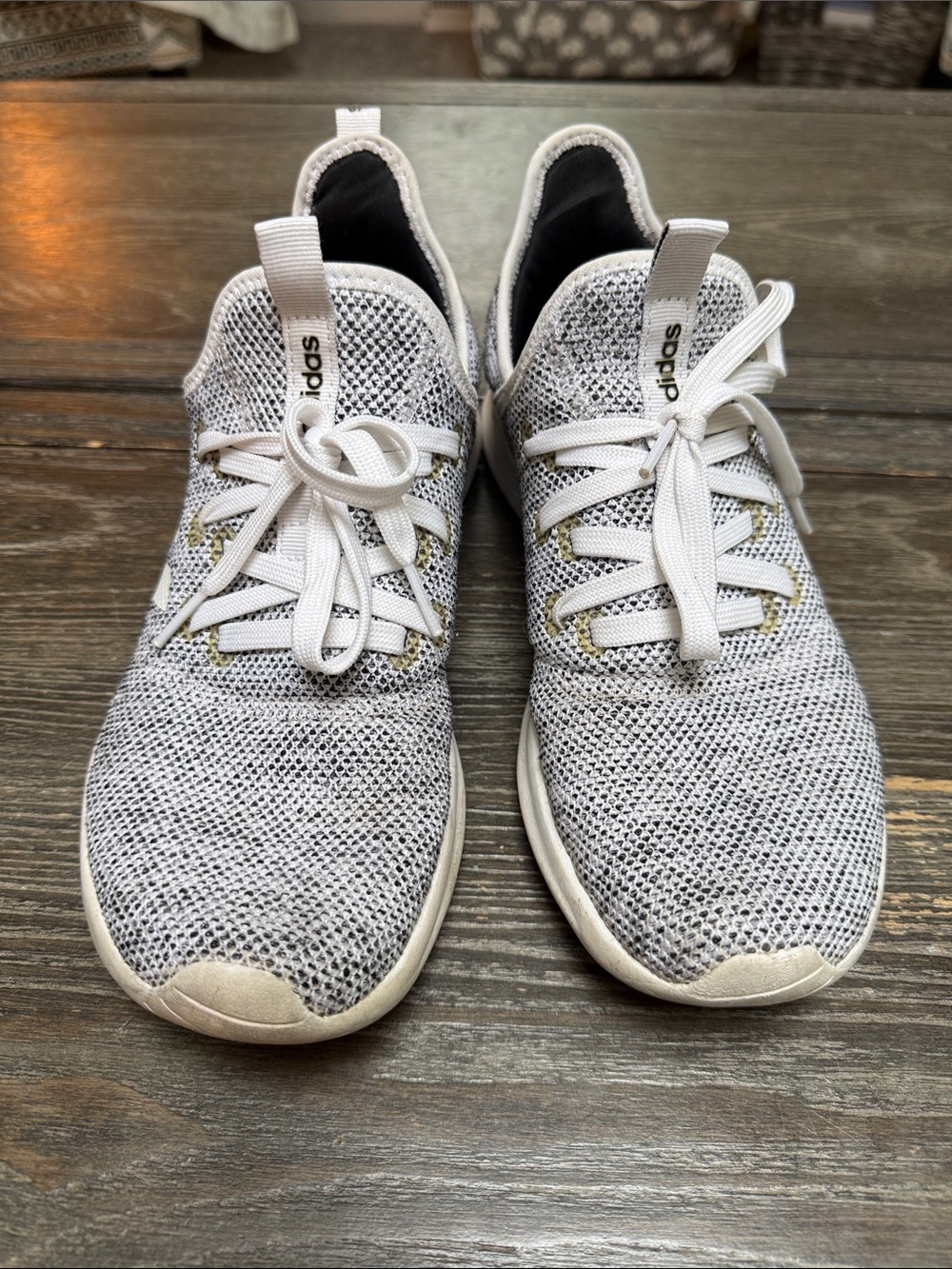 adidas Grey and White Knit Running Sneakers